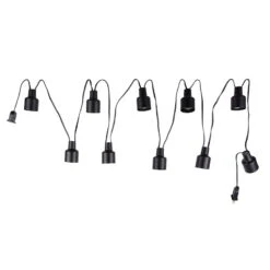 10-Count Metal Pendant String Light Set, Black