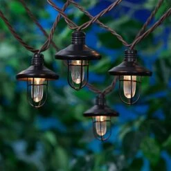 10-Count UL Mini Metal Lantern String Light Set, Black