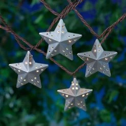 10-Count UL Silver Hollowed Star String Light Set