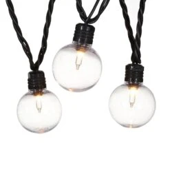 100-Count UL G40 Clear Globe String Light Set, Black Wire