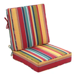 2-Piece Macrae Garden Striped Gusseted Outdoor Deep Seat Cushion Set