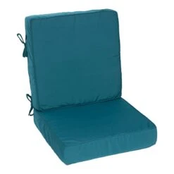 2-Piece Teal Canvas Gusseted Outdoor Deep Seat Cushion Set
