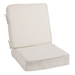 2-Piece Tristin Heather White Premium Gusseted Outdoor Deep Seat Cushion Set
