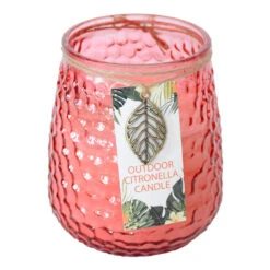 2-Wick Red Glass Citronella Jar Candle, 16oz
