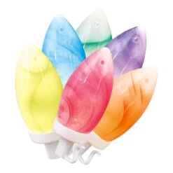 25-Count LED C9 Marbled Multicolor Ceramic String Light Set, White Wire