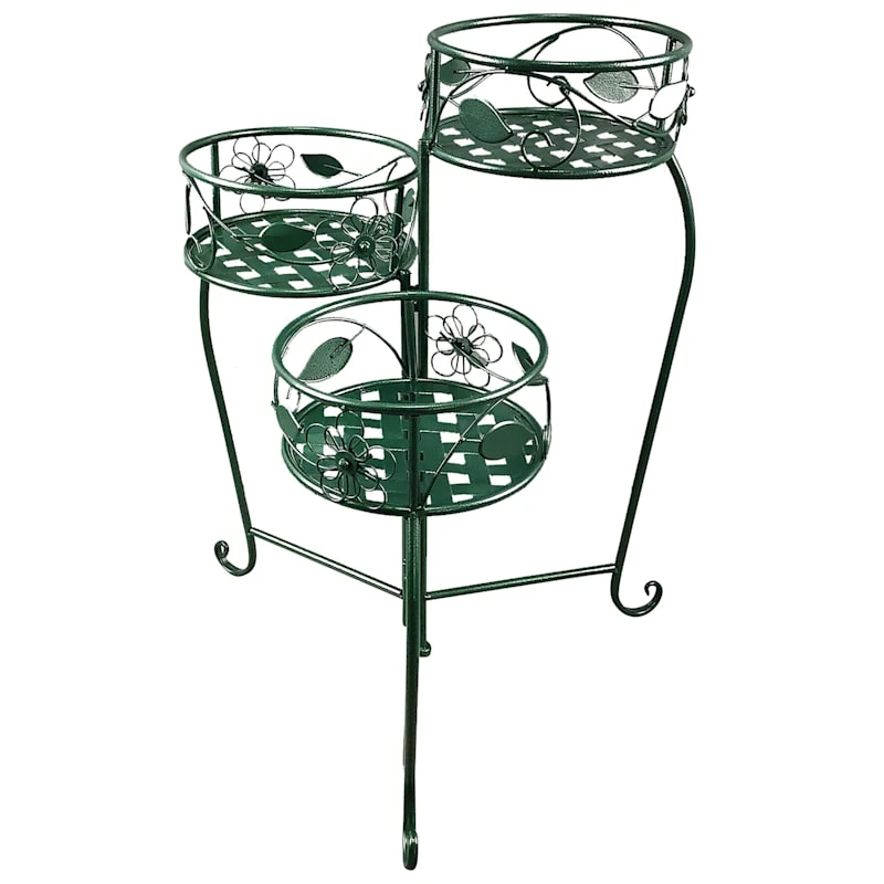 3-Tier Green Metal Plant Stand, 24x18