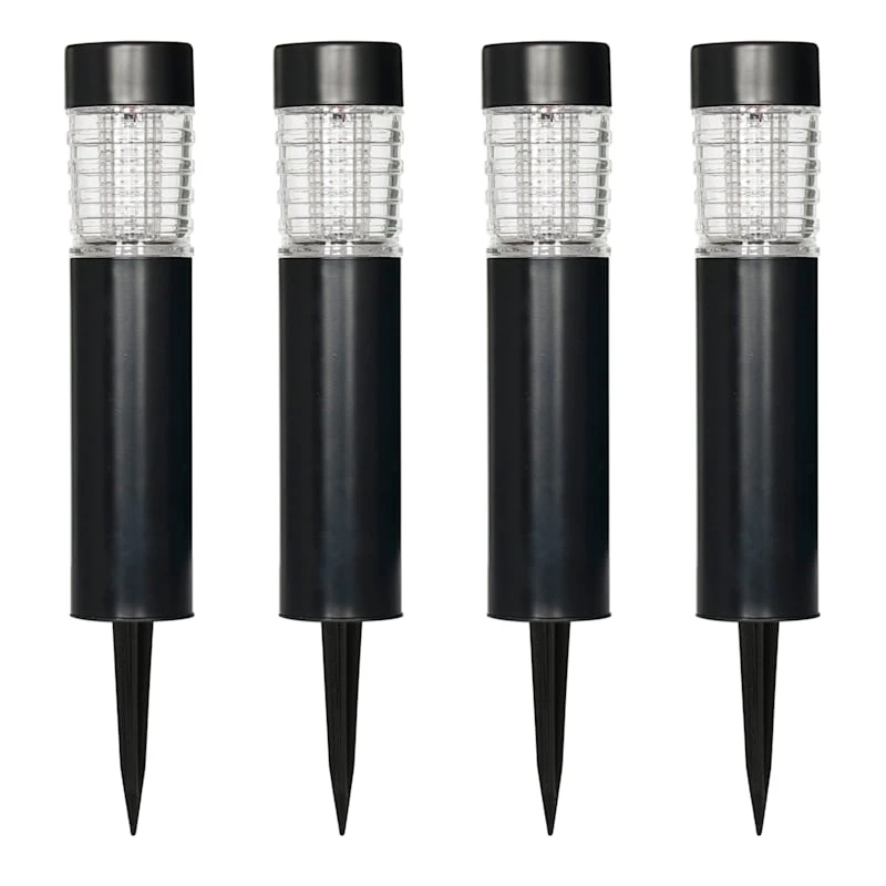 4-Pack 3 Lumens Gannon Black Metal Pathway Light Set