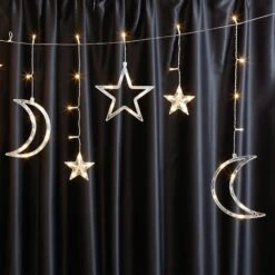 66-Count LED Star & Moon Curtain Light Set, 6'