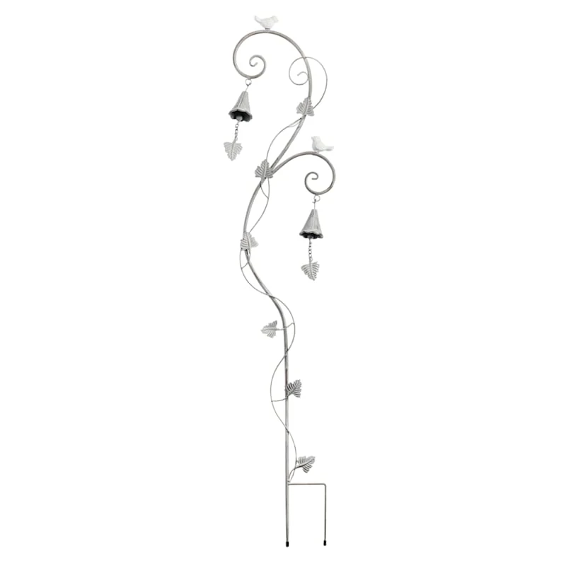 Bird & Bells Metal Garden Stake, 47"