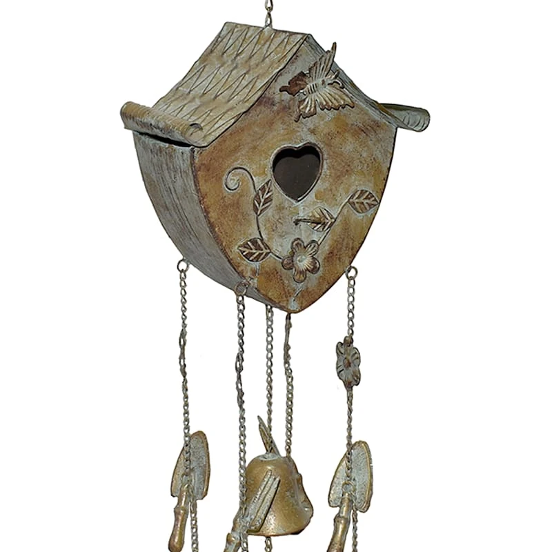 Birdhouse With Wind Chime, 34.5" - Image 2