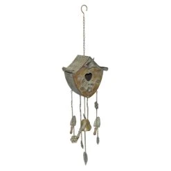 Birdhouse With Wind Chime, 34.5"