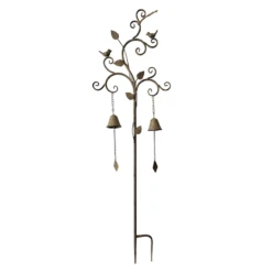 Birds & Bells Antiqued Garden Stake, 52"