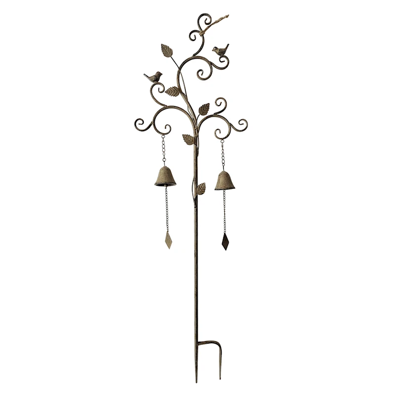 Birds & Bells Antiqued Garden Stake, 52"