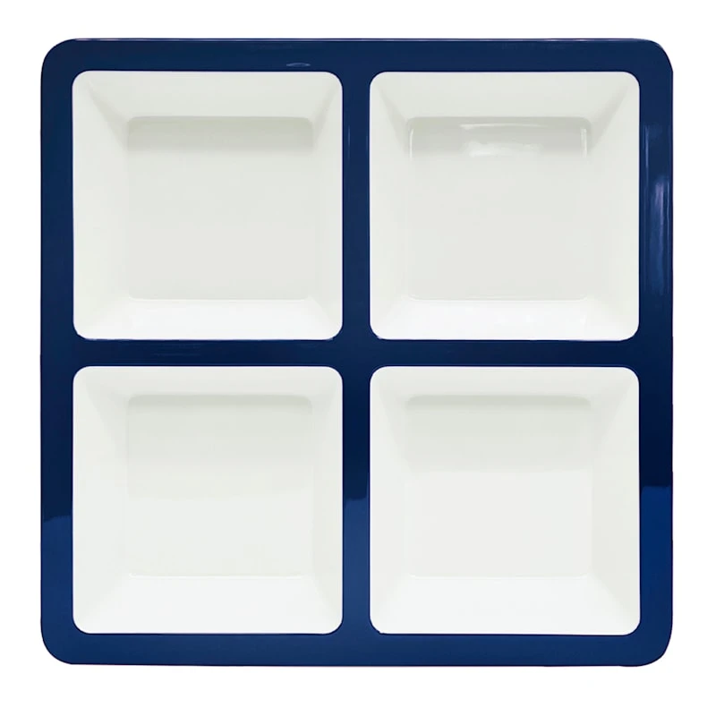 Bistro 4-Section Melamine Tray, Blue