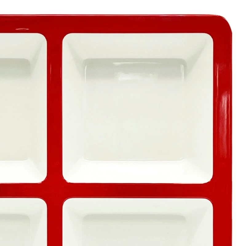 Bistro 4-Section Melamine Tray, Red - Image 2