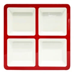 Bistro 4-Section Melamine Tray, Red