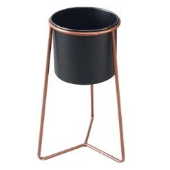 Black & Copper Colored Metal Plant Stand, 18x8