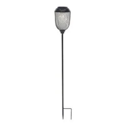 Black Metal LED Caged Lantern Garden Stake, 32"