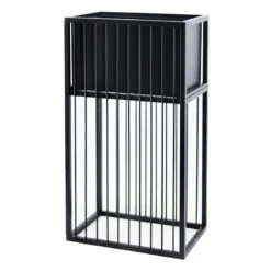 Black Metal Rectangle Plant Stand, 17"