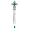 Blue Beaded Silver Cross Wind Chime, 21"
