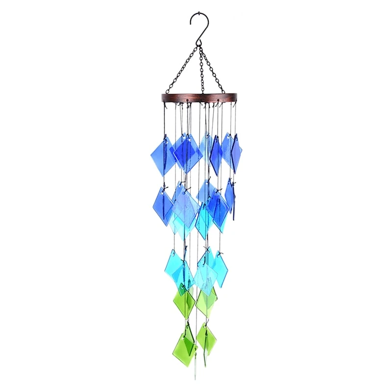 Blue Glass & Metal Tiered Wind Chime, 28.7" - Image 2