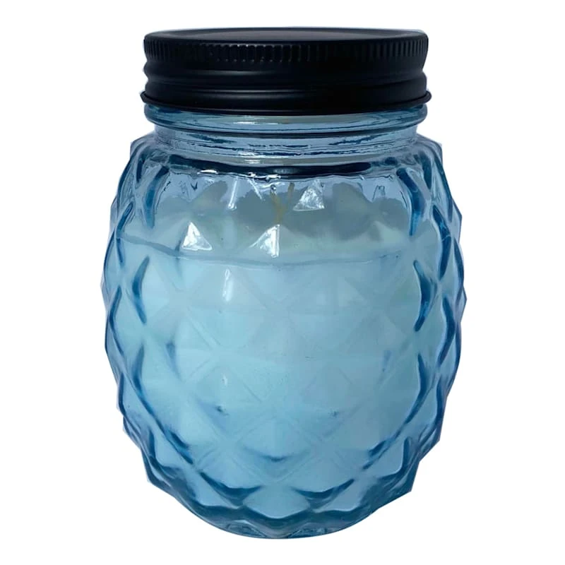 Blue Glass Pineapple Citronella Candle, 11oz