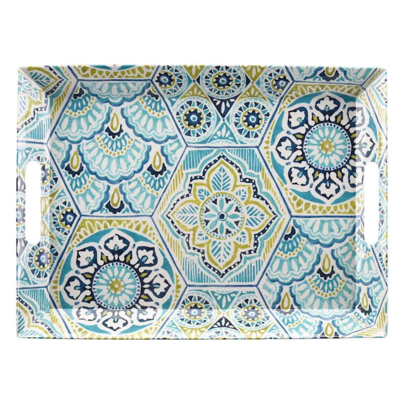 Blue Paisley Melamine Serving Tray, 19"