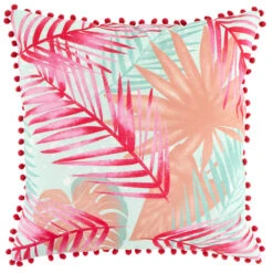 Bold Tropical Multicolor Print Outdoor Throw Pillow, 18"