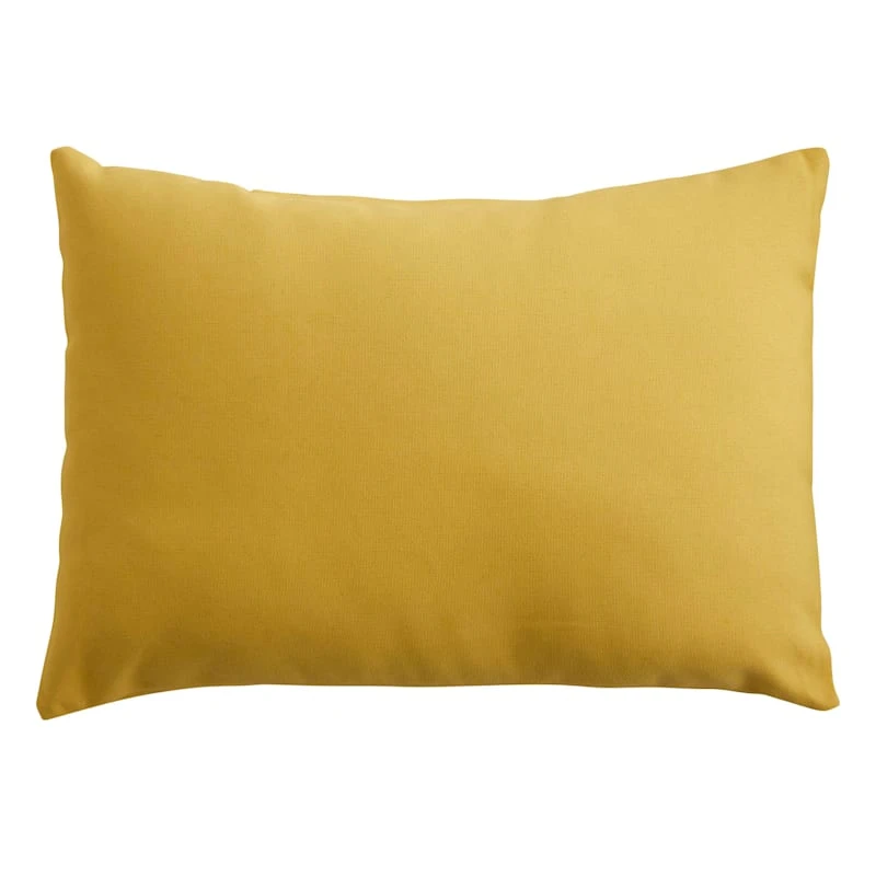 Butter Yellow Canvas Outdoor Lumbar Pillow, 14x20