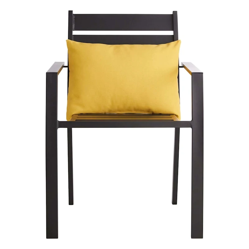 Butter Yellow Canvas Outdoor Lumbar Pillow, 14x20 - Image 2