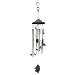 Butterfly Silver Tube Wind Chime, 31"