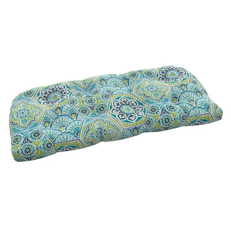 Calista Teal Outdoor Wicker Settee Cushion