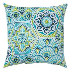 Calista Teal Oversized Outdoor Throw Pillow, 20"