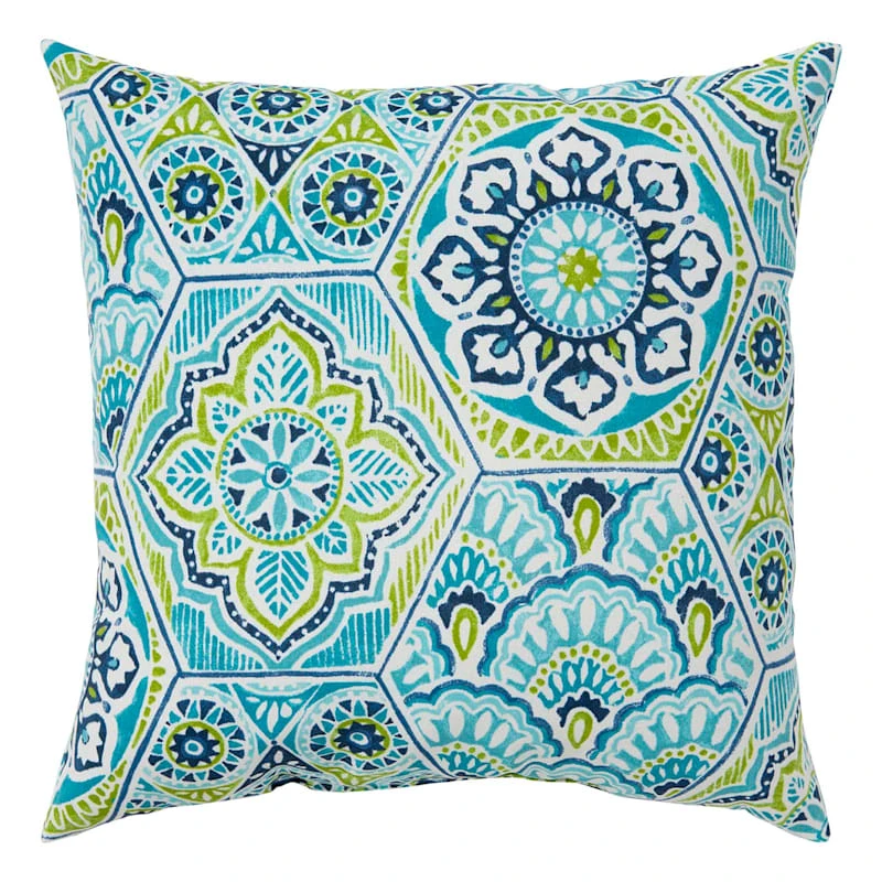 Calista Teal Oversized Outdoor Throw Pillow, 20"