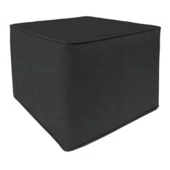 Charcoal Grey Canvas Outdoor Pouf, 20"