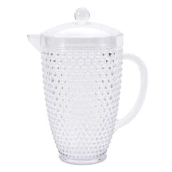 Clear Hobnail Textured Acrylic Pitcher & Lid, 2.3qt