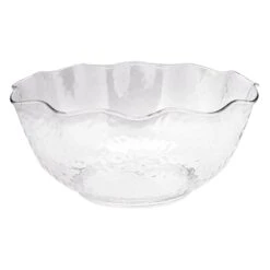 Clear Wave Rim Acrylic Serving Bowl, Large
