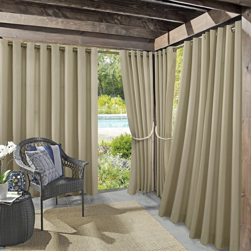 Darian Linen Outdoor Light Filtering Curtain Panel, 84" - Image 2
