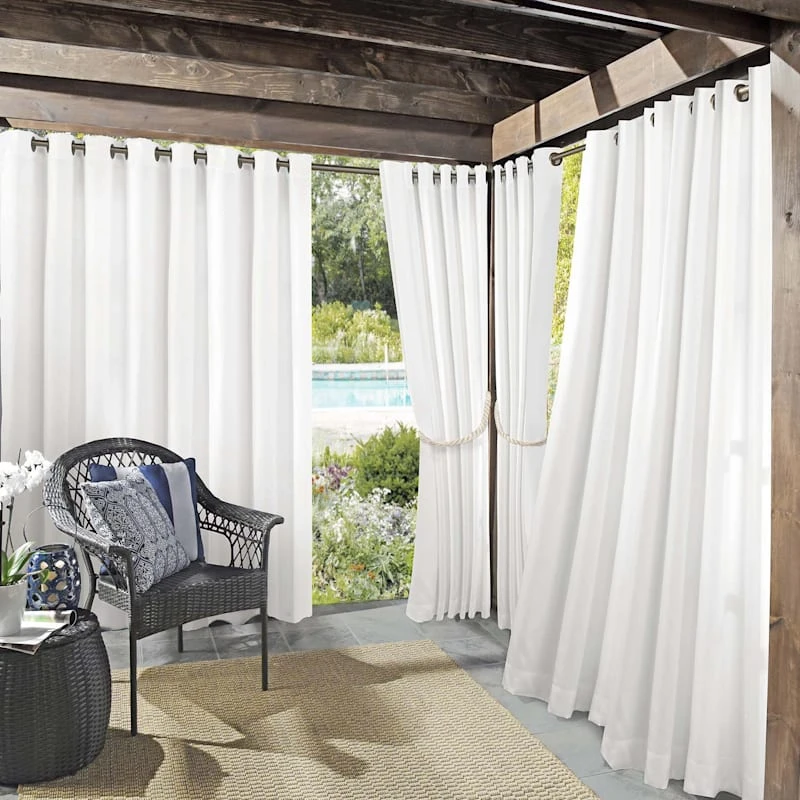 Darian White Outdoor Light Filtering Curtain Panel, 95" - Image 2