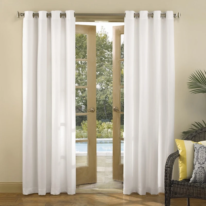 Darian White Outdoor Light Filtering Curtain Panel, 95"