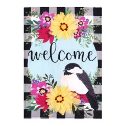 Farmhouse Chickadee Welcome Garden Flag