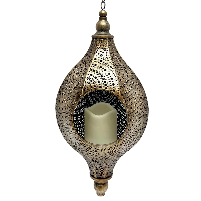 Found & Fable Bronze Hanging LED Teardrop Lantern, 17" - Image 2