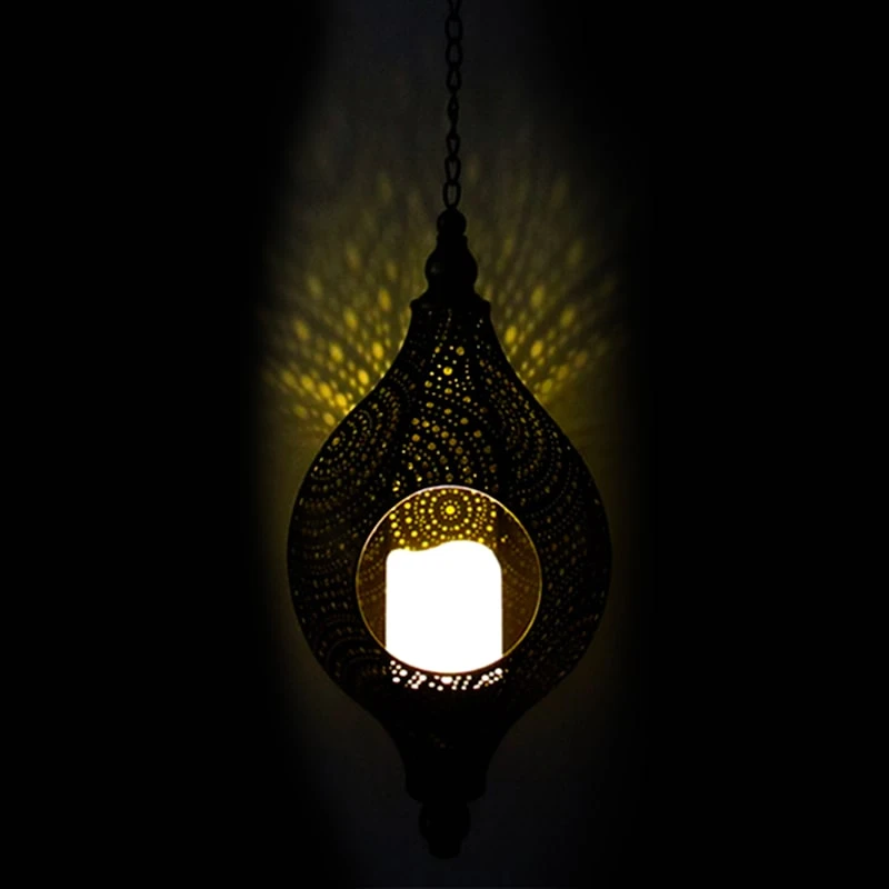 Found & Fable Bronze Hanging LED Teardrop Lantern, 17" - Image 3