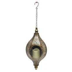 Found & Fable Bronze Hanging LED Teardrop Lantern, 17"