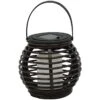 Found & Fable LED Black Faux Rattan Solar Ball Lantern, 6"