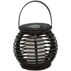 Found & Fable LED Black Faux Rattan Solar Ball Lantern, 6"