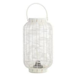 Found & Fable LED White Faux Wicker Barrel Lantern, Large