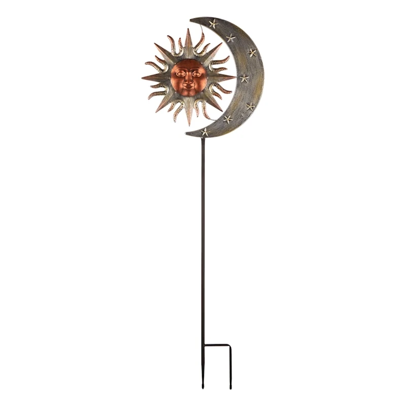 Found & Fable Metal Sun & Moon Garden Stake, 42"