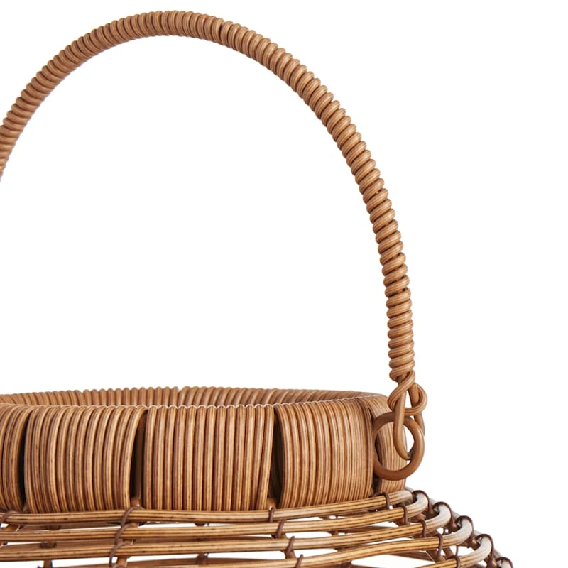 Found & Fable Natural Brown Faux Wicker Barrel Lantern With LED Bulb, Large - Image 3