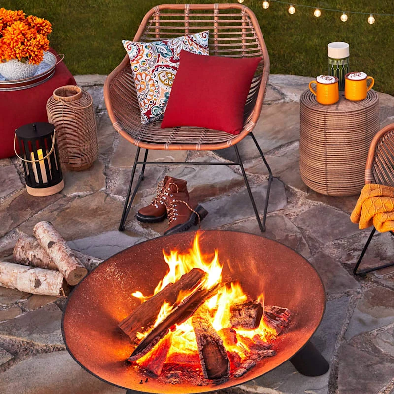 Found & Fable Natural Brown Faux Wicker Barrel Lantern With LED Bulb, Large - Image 4